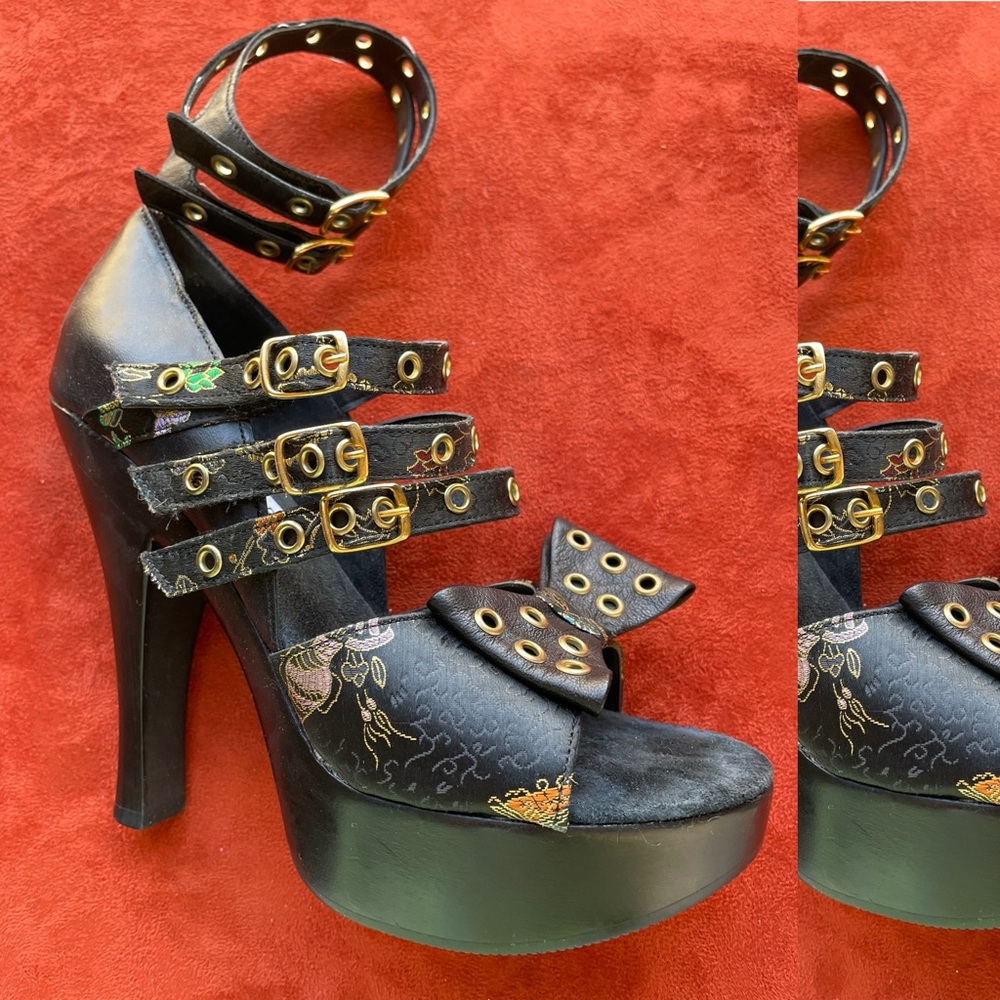 VINTAGE Y2K Steve MADDEN Madame CHINOISERIE Platform Sandals Size 7 - Picture 9 of 14